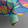 thumbnail image 3 of Blue Pioneer Flower and Leaf Pattern Rectangle Tablecloth 60"x84",Waterproof Polyester Rectangle Table Cloth, Wipeable Spillproof Polyester Tablecloth for Dining, Camping, Indoor and Outdoor, 3 of 5