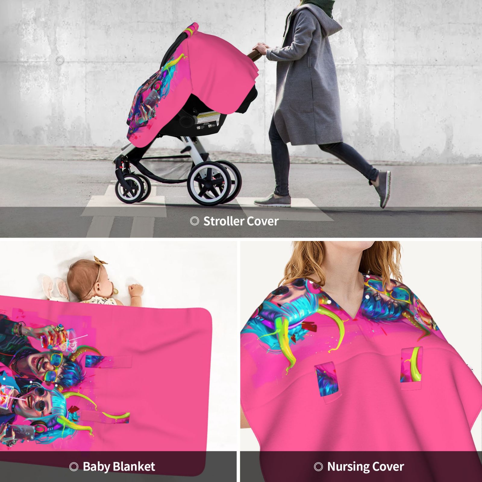 Car Seat Cover Baby - Hip Hop People No.112 Breathable Infant Car Seat Cover for Baby Carseat, Lightweight Comfort Baby Essentials Must Haves Newborn Stuff for Girl Boy