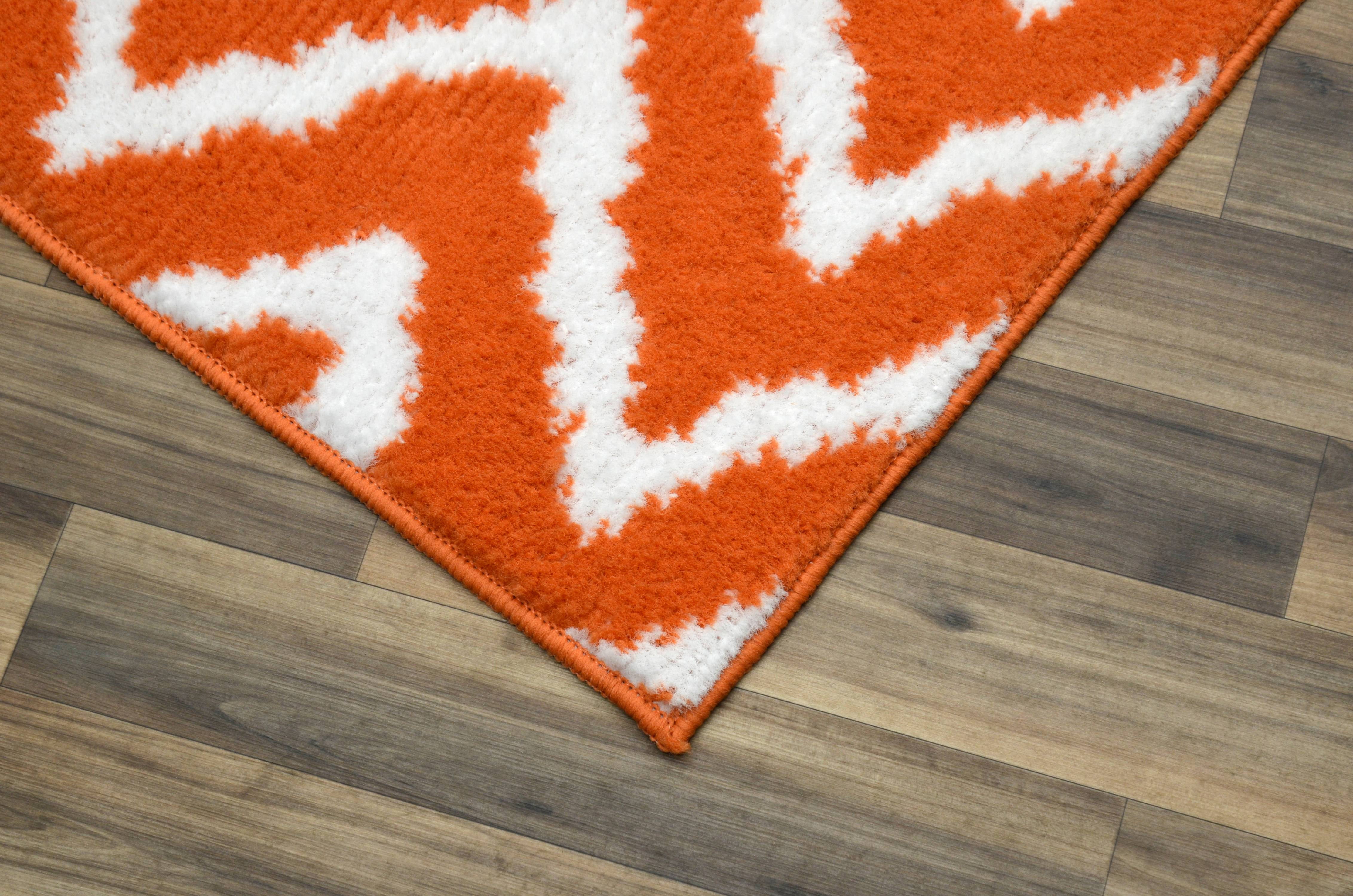 Mainstays Distressed Zig Zag Orange/White 5'x7' Indoor Area Rug