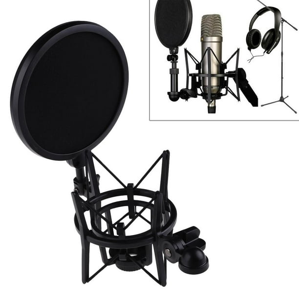 Microphone Professionnel Support de Choc avec Écran de Filtre Pop Shield