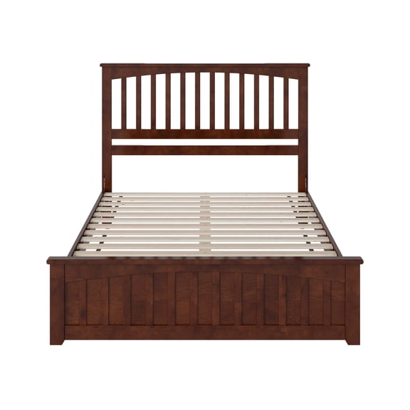 White Solid Wood Platform Bed with Footboard - Low Profile Design