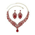 thumbnail image 2 of Eosunjian 1 Set Necklace Earrings Set Rhinestone Necklace Earrings Prom Wedding Party Bride Symmetric Dangle Earrings Formal Occasions Neck Jewelry Set Red, 2 of 13