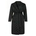 thumbnail image 2 of Innerwin Coats Notch Lapel Women Pea Coat Winter Solid Color Loose Quilted Jacket Black L, 2 of 3