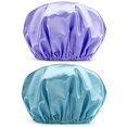 thumbnail image 1 of 2PCS Shower Cap Bathing Cap Waterproof Shower Cap Elastic Waterproof Shower Caps for Ladies Spa Salon Purple+Dark Blue, 1 of 5