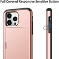 thumbnail image 4 of for iPhone 14 Pro Max Case Wallet Card Holder Hidden Pocket Sliding Door Heavy Duty Dual Layer Hard PC Soft Rubber Bumper Protective Cover Case for iPhone 14 Pro Max 6.7" Rose Gold, 4 of 14