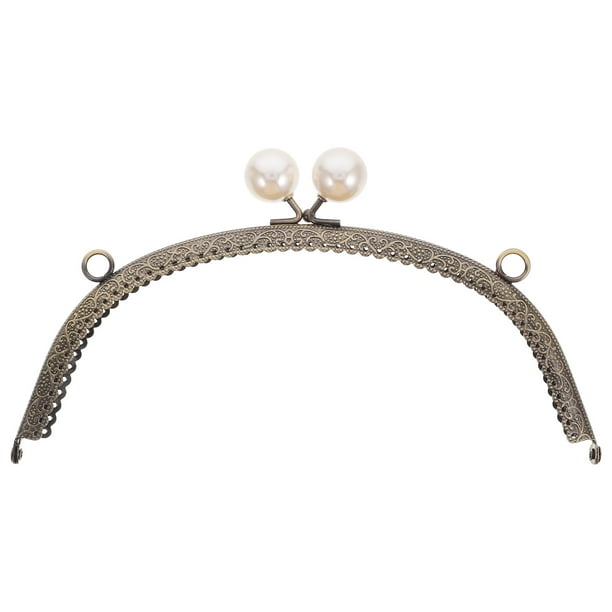 Bolso de mano curvo de grano clásico de 20,5 cm, bolso de hierro con marco, bolsa de monedas, cierre de broche de beso de perlas para hacer bolsas, manualidades hechas a mano