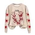 thumbnail image 2 of TIMIFIS Chandail en Molleton Halloween Femmes Horreur Rouge Graphique Chandails en Molleton en Polaire Halloween Col Rond Manches Longues Chandail Tops, 2 of 3