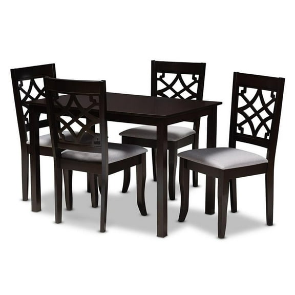 Bowery Hill 5-Piece Wood Upholstered Dining Set in Gray and Espresso