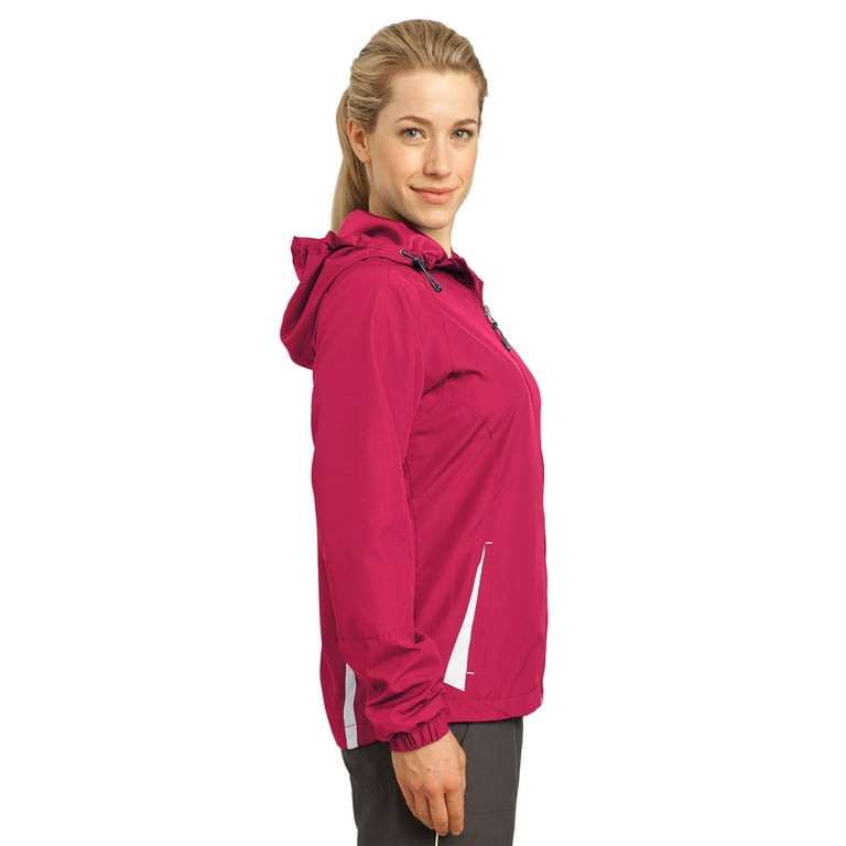 Sport Tek Womens Colorblock Hooded Raglan Jacket. LST76