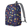 thumbnail image 2 of Dinosaur and Geometric Navy Blue Pattern Backpack for School, Cute School Bag with Adjustable Shoulder Straps and Padded Back, 15.7"x11.8"x5.5", 2 of 5