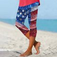 thumbnail image 2 of Timegard Womens Capri Pants Summer Independence Day Print Plus Size High Wasited Slim Yoga Crop Pants, 2 of 5