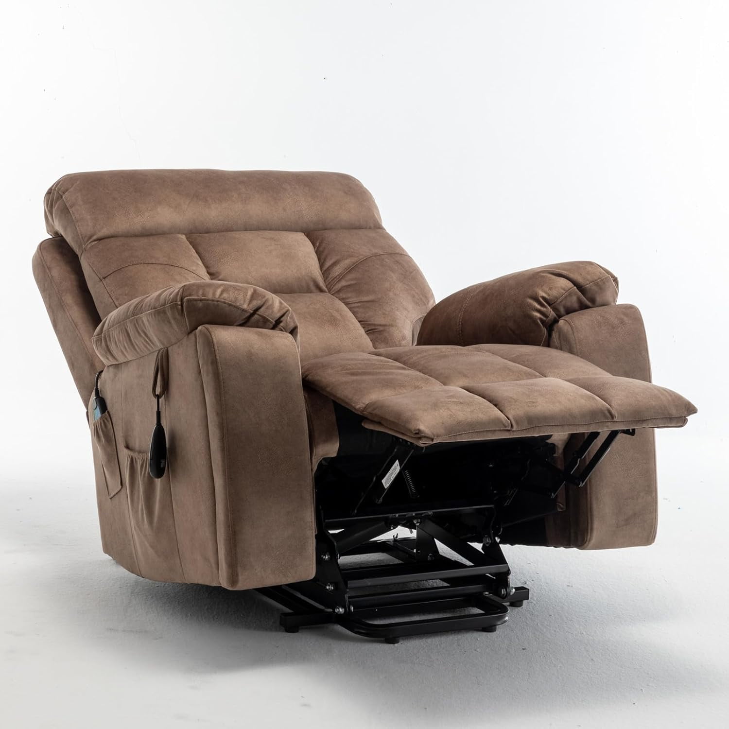 LITVZ 26in Extra Wide Recliner Chair for Big Man 400lbs, Oversized Power Lift Chair with Heat and Massage Hidden Cup Holder, Overstuffed Velvet Stand Up Recliner Lift Chairs for Elderly