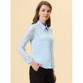 thumbnail image 3 of INSPIRE CHIC Blusa de chifón con botones y manga transparente texturizada para mujer Azul claro S, 3 of 5