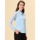 thumbnail image 3 of INSPIRE CHIC Blusa de chifón con botones y manga transparente texturizada para mujer Azul claro XS, 3 of 5