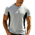 thumbnail image 2 of Kalauyu Mens Athletic Short Sleeve Round Neck Cotton Blend T Shirts Two Tone Side Panel Soft Breathable Summer Daily Color Block Casual Gym Tees, 2 of 6