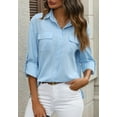 thumbnail image 1 of 1PCS Chemise à Boutons pour Femmes--Bleu, 1 of 7