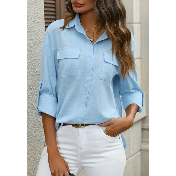 Blusa de mujer, camisa elegante, camisa casual suelta de manga larga, tops