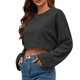 thumbnail image 5 of TaTaai Ladies Long Sleeve Crewneck Sweatshirt Solid Color Casual Pullover Hoodless Fleece Top Winter Warm Wear Gift, 5 of 9
