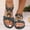 Green, variant on Bohemian Vacation Flat Sandals Floral Beaded Open Toe Elastic Strap Footwear Black 36