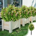 thumbnail image 1 of Flores artificiales falsas para decoración exterior, paquetes de plantas artificiales de seda con aspecto de flores realistas, decoraciones de plástico real para porche., 1 of 6