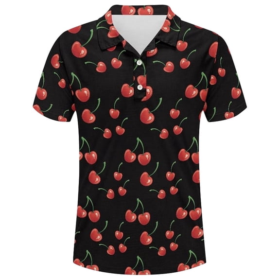 Mens Polo Shirts Golf Printed Shirt Short Sleeve Casual Knit Comfortable Breathable Collar Men's Shirts Red L