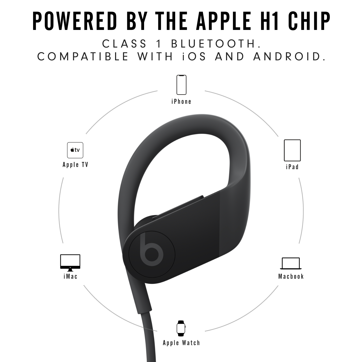 Powerbeats High-Performance Wireless Earphones with Apple H1 Headphone Chip - Black - image 7 of 11