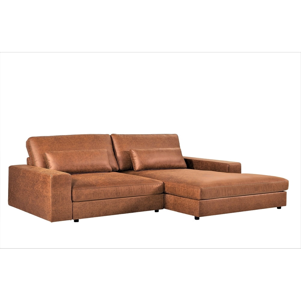 US Pride Furniture 105.52''W Oversized Right Faing Chaise Sectional Sofa, Brown