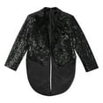 thumbnail image 3 of Alvivi Kids Boys Sparkle Sequin Tailcoat Tuxedo Blazer Party Wedding Dance Show Suit Jacket Black 10, 3 of 5