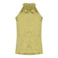 thumbnail image 2 of Womens Silk Satin Halter Tops Sleeveless Keyhole Mock Neck Tank Top (Yellow M), 2 of 4