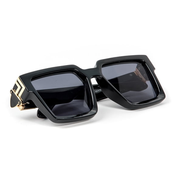 Classic Chunky Thick Square Frame Shades for Men Women Retro Rectangle Hip Hop Gold Trim Designer Sunglasses Fashion Dark Black Sunglasses
