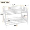 thumbnail image 4 of Full XL over Full XL Bunk Bed Frame with Stair and Guardrails, Heavy Duty Metal Beds Frame for Teens and Adults, Can be Separates Into 2 Bedframe, Easy Assembly, Mattress Not Included, White, 4 of 9