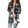 thumbnail image 2 of QIUOMBBP Women's Christmas Cardigan Long Sleeve Open Front Sweater Xmas Snowflake Print Outwear Going Out Tops, Black, XXXXXL, 2 of 5