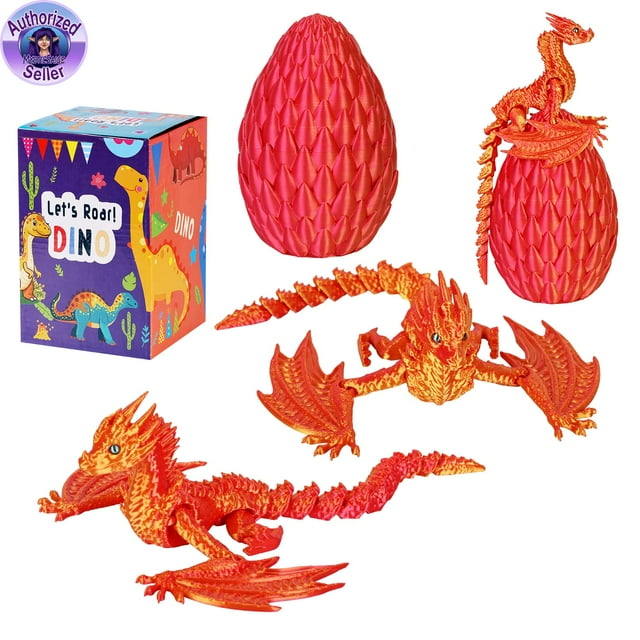 Figura de juguete Jefuzh con diseño de dragón dorado rojo impreso en 3D, 14 cm