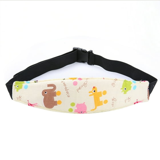 Infant Baby Head Support Pram Stroller Safety Seat Fastening Belt Adjustable Playpens Sleep Positioner Beige Elephant Pig