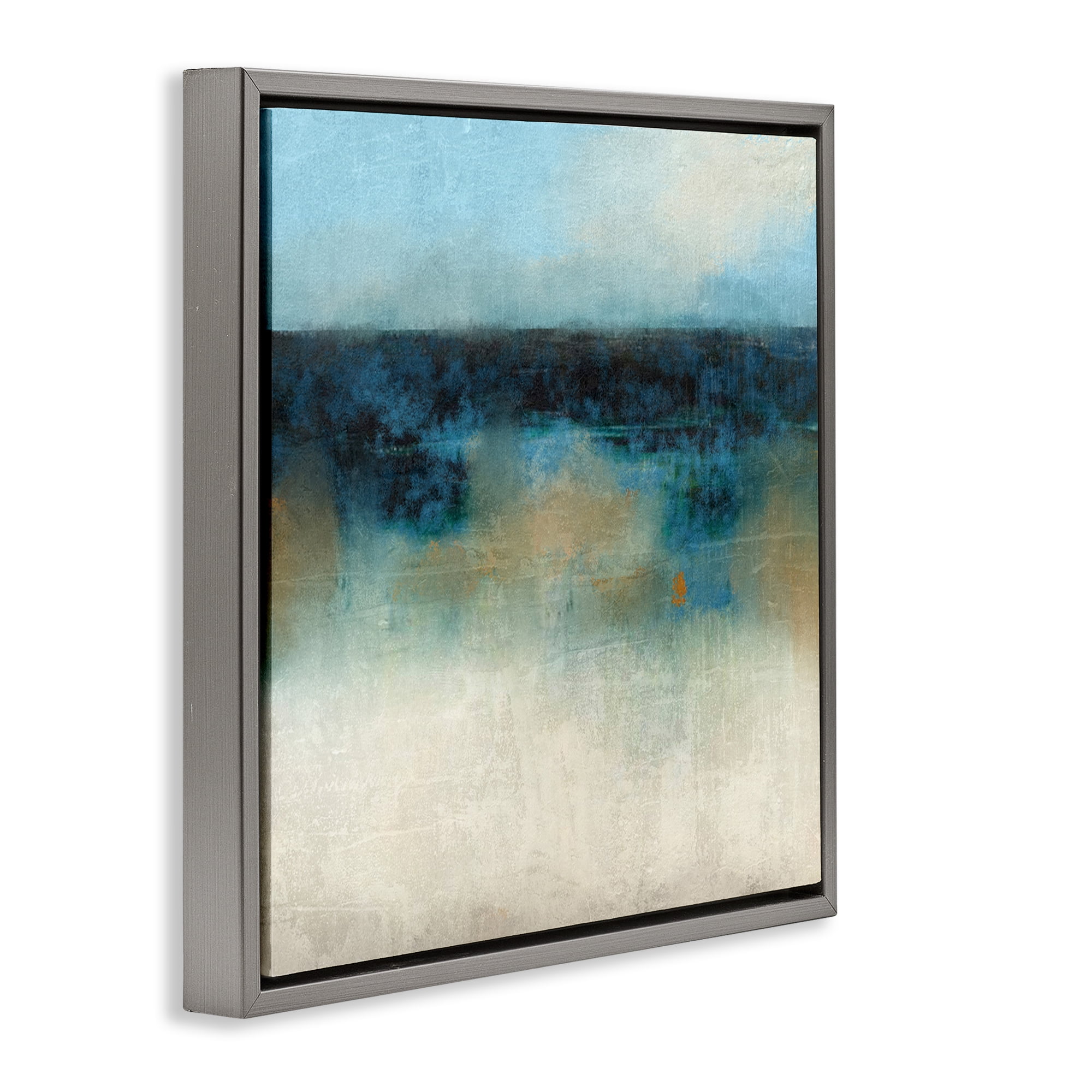 Stupell Industries Foggy Ocean Beach Scene Coastal Painting Gray Floater Framed Canvas Art Print Wall Art, 25 x 25
