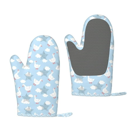

Junzan Cute Goose On A Blue Sky for Oven Mitts 2 Piece Set BBQ Gloves Grilling Gloves Heat Resistant Oven Gloves Kitchen Silicone Oven Mitts for Barbecue/Cooking/Baking