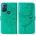 thumbnail image 5 of SaniMore Case for Motorola Moto G Power 2023 (6.5"), PU Leather Skin with Luxury Embossed Butterfly [Wrist Strap & Card Slots & Flip Kickstand] Full-body Shockproof Business Wallet Cover, Green, 5 of 7