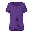 thumbnail image 5 of AKEGAMN Casual Short Sleeve Knot Shirts - Slim Fit, V Neck, Polyester Spandex, Purple XL, Size S-3XL, 5 of 5