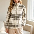 thumbnail image 5 of XRoczxe Women's Striped Fleece Jacket, Soft Sherpa Full Zip Pullover with Pockets, Cozy Warm Winter Coat for Casual Outdoor Fall Wear, 5 of 8