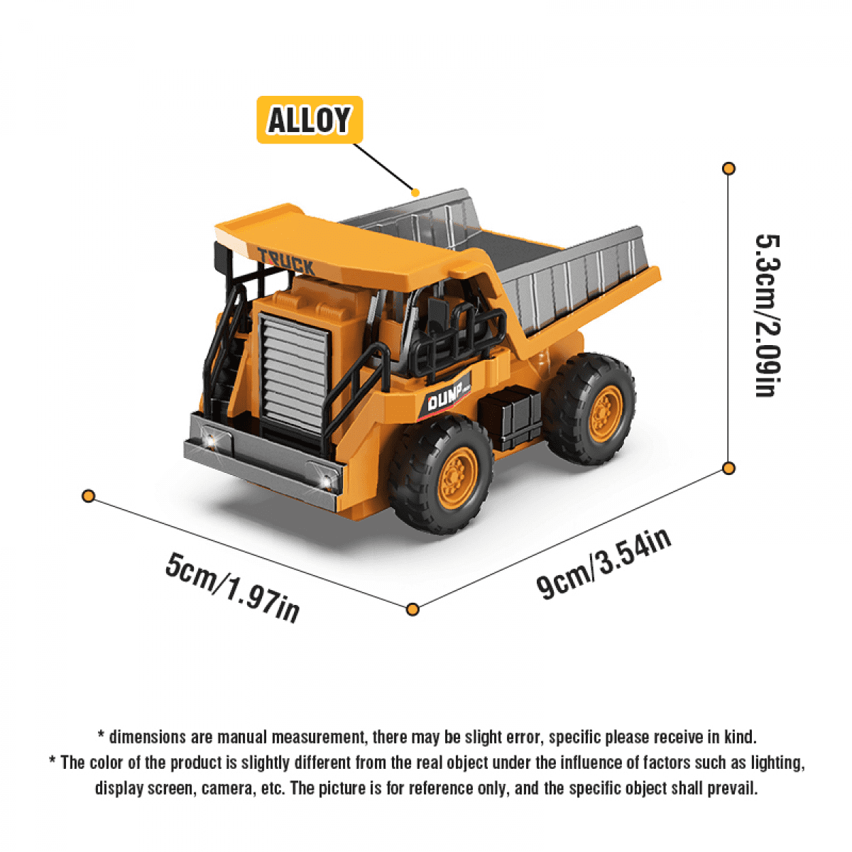 Mini RC Dump Truck Toys 1:64 Alloy Remote Control Car with Adjustment Lights & Sound, APP Control Construction Truck for Kids Adults Gifts