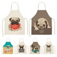 thumbnail image 6 of DOG PUG Printed Cotton Linen Sleeveless Apron Kitchen, 6 of 7