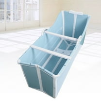 Collapsible Soaking Bathtub Blue Thickened Plastic Folding Bathtub for Household, 192.48Lbs Capacity, Freestanding Bathtub for Hot Bath Ice Bath Spa