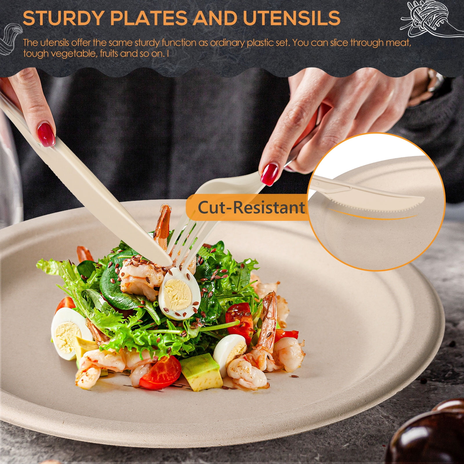Gezond 250pcs Disposable Paper Plates Set, Compost