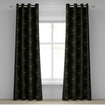 Ambesonne Art Deco Grommet Curtain, Black Classic Scales Art, 50"x84", Black and Sand Brown