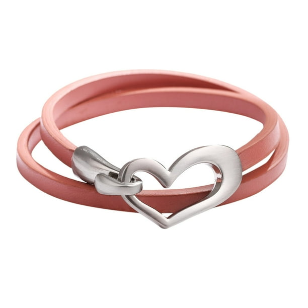 Anillo Pulsera Funcional Pulseras Mujeres Caliente Multicapa Pulsera Moda Lindo Corazón Pulsera Dulce Pulsera de cuero