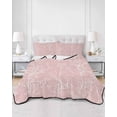 thumbnail image 2 of Quilts Twin Size Bedding Set, Pink Botanical Lightweight Quilted Comforter, Vintage Floral Plants Branch Soft Reversible Bedspread Coverlet with Pillow Covers for All Season, 68" x 86", 2 of 7