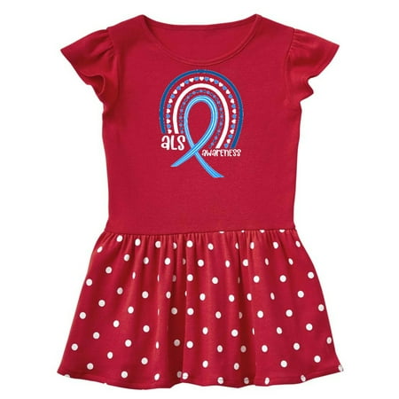 

Inktastic ALS Awareness Rainbow Ribbon and Hearts Gift Baby Girl Dress