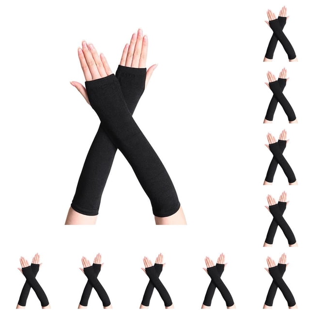 Matsuzay 1 par de guantes sin dedos para niña, estilo Simple, artesanía de punto, cubiertas de brazo para niñas de otoño e invierno, cubierta de mano Negro 10piezas Matsuzay CBP207935