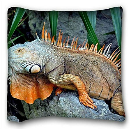 WinHome Standard Pillowcases Pillow Cover Case With Hidden Zipper Decor Cushion Covers Animals Stone Greens Lizard Iguana Bedding Room Sofa Size 20x20 Inches Two