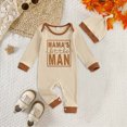 thumbnail image 2 of Kaprioy Baby Boy Romper Newborn Baby Boy Fall Outfit Romper Jumpsuit Bodysuit Infant Clothes Letter Long Sleeve Crew Neck Winter Cute Waffle Bodysuit, 2 of 7